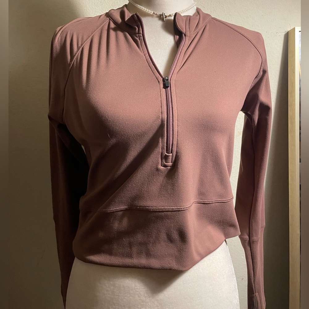 Mono B Women's Mauve Quarter-Zip Sweater
